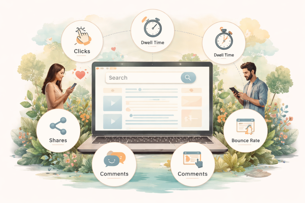 AI search engagement signals around search results