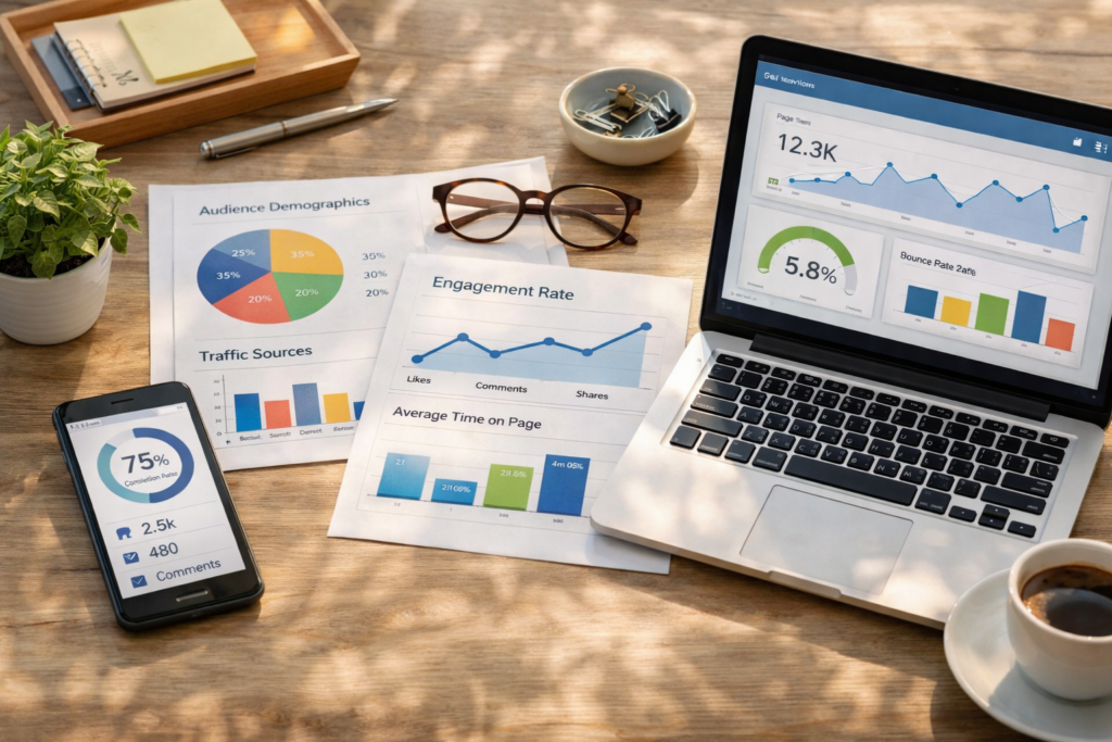 Workspace showing content engagement metrics visually