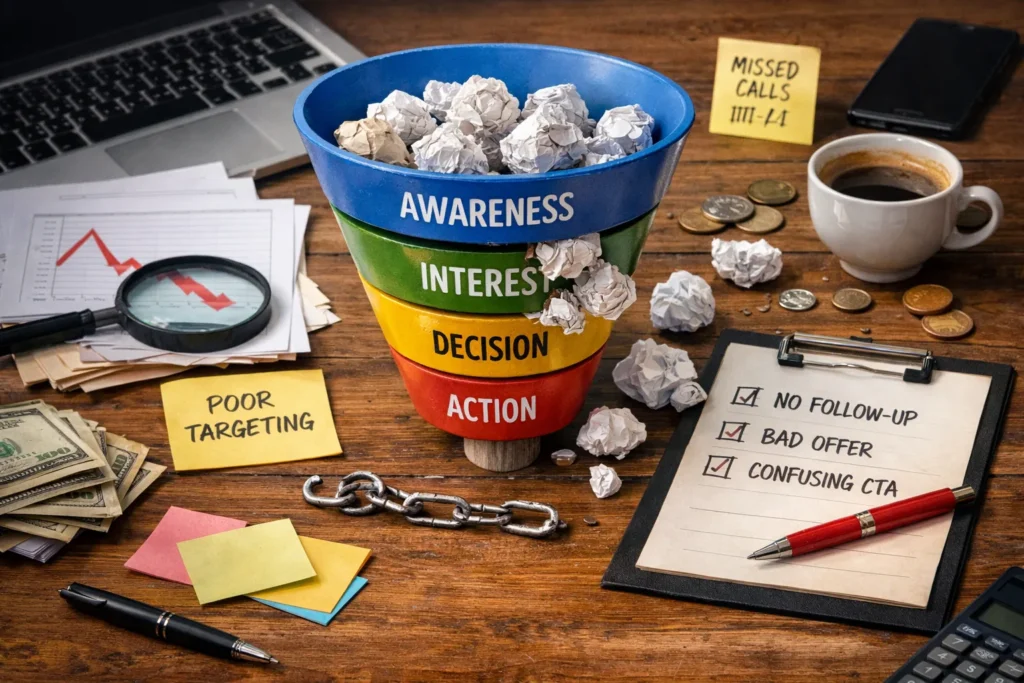 Sales funnel blocked by lost leads