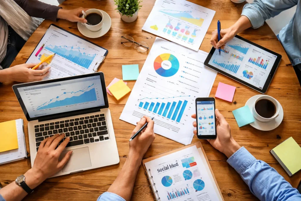 Team analyzing digital marketing performance data