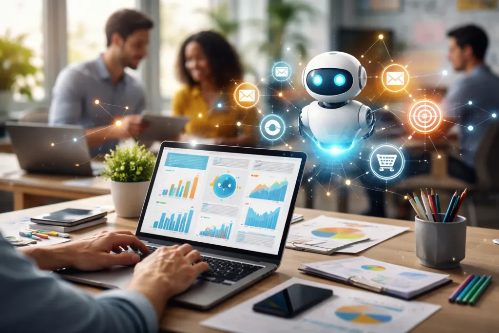 AI marketing dashboard with team collaboration