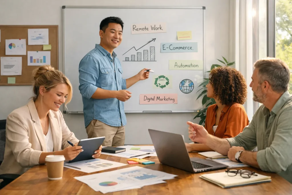 Team discussing digital growth strategy