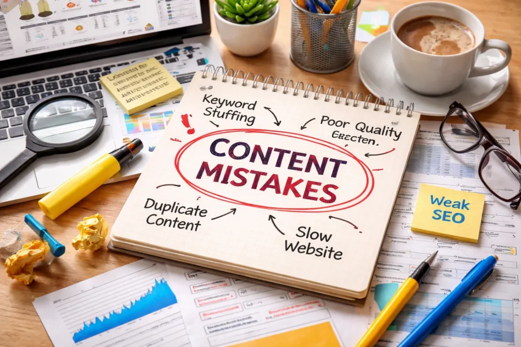 Content mistakes affecting SEO performance