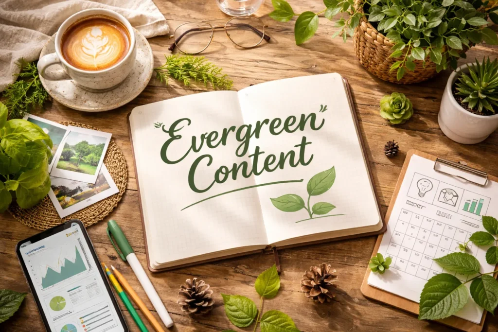 Workspace notebook with evergreen strategy planning