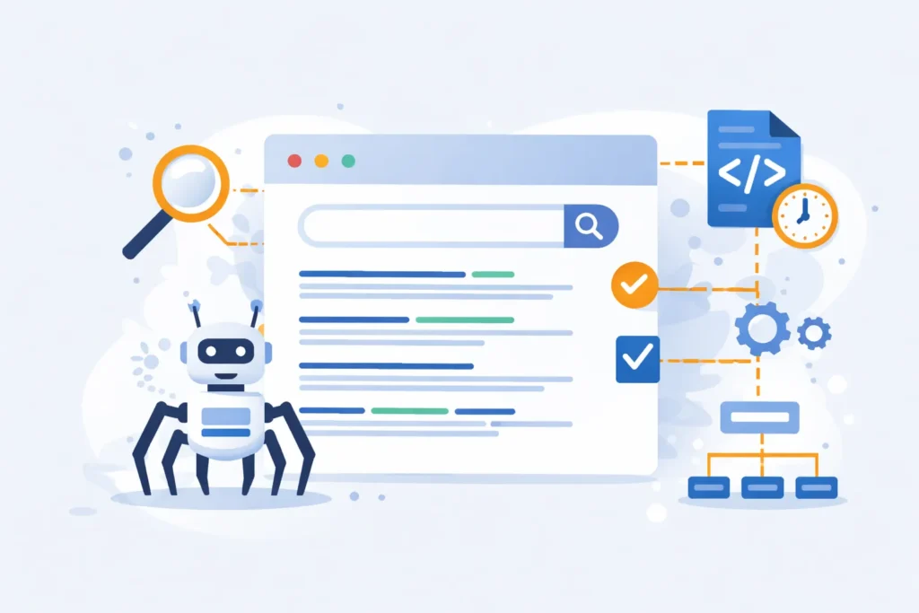 SEO crawler analyzing website structure and links