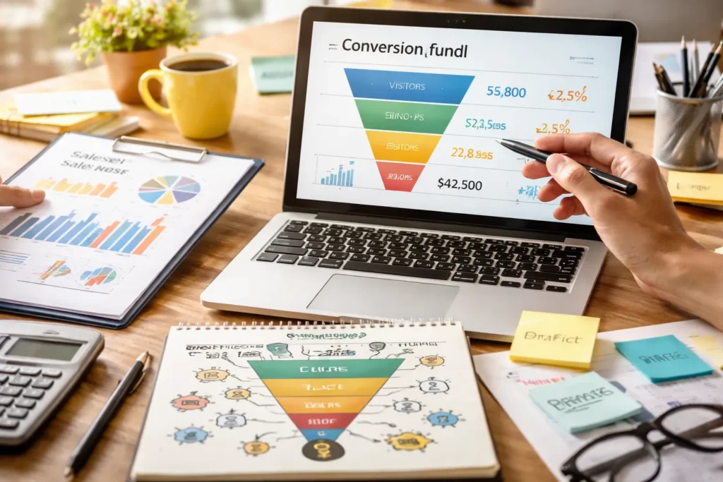Marketing team analyzing website performance metrics