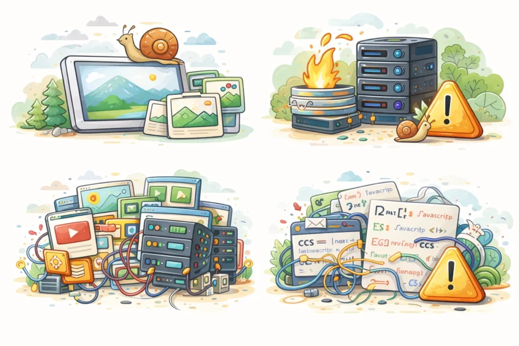 Website performance issues visualized with servers