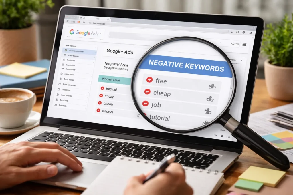 Magnifying negative keywords list in Google Ads