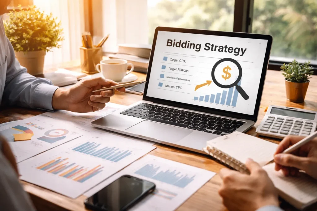 Choosing optimal bidding strategy on laptop