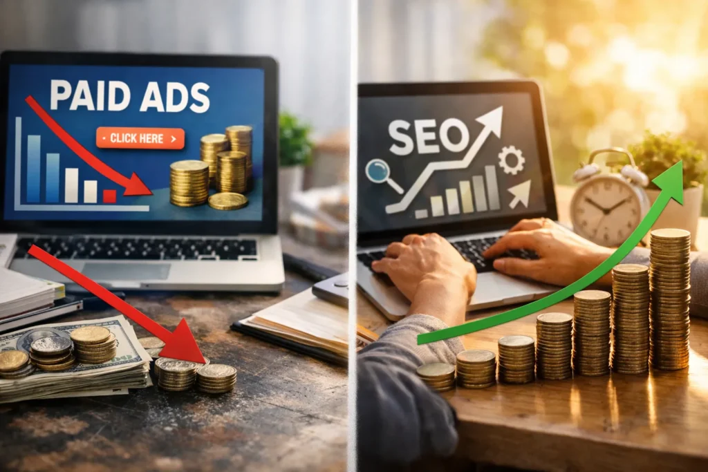 Paid ads decline, SEO long-term growth