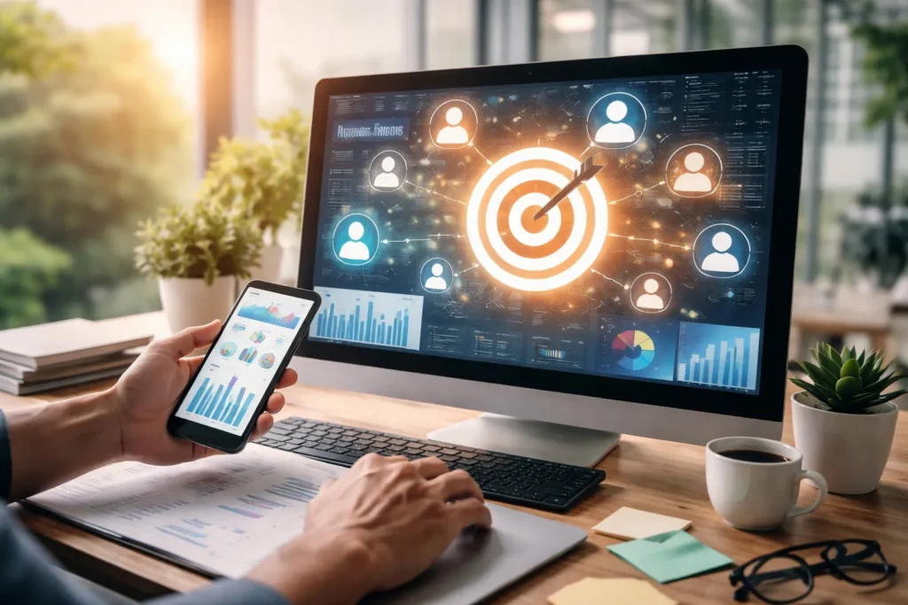 Data-driven audience targeting dashboard on screen