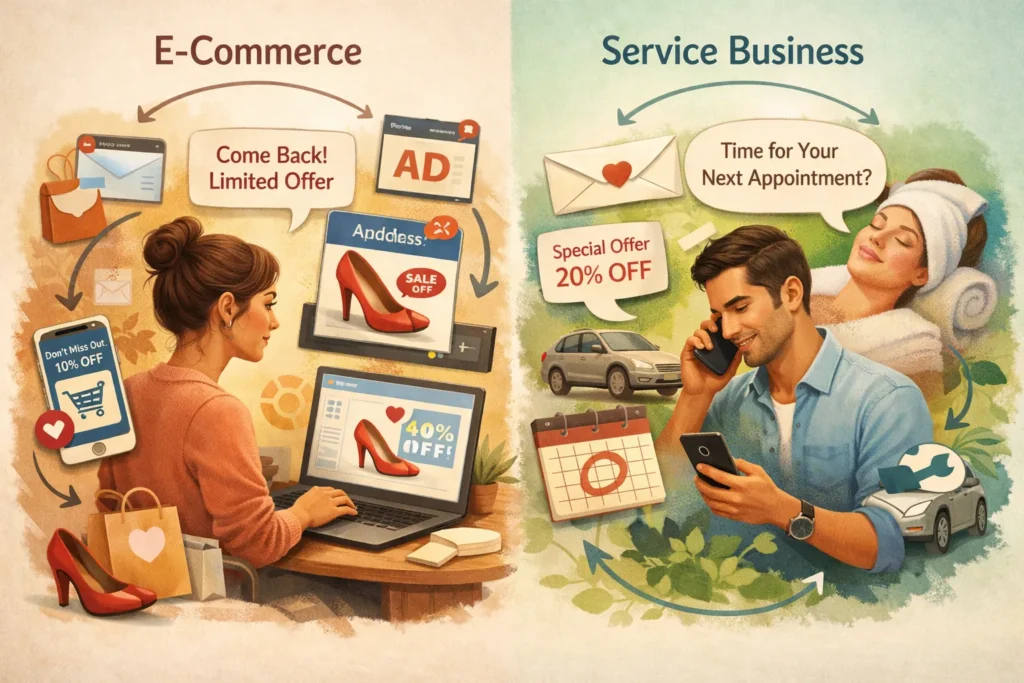 E-commerce and service remarketing comparison visual