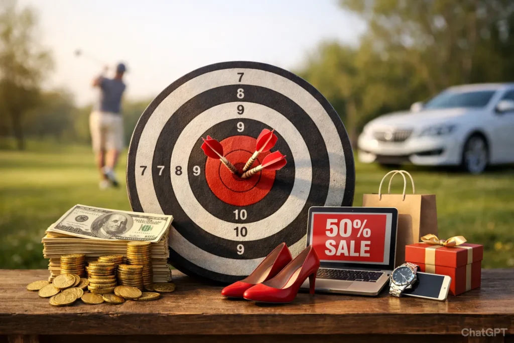 Dart hitting target with sale offers