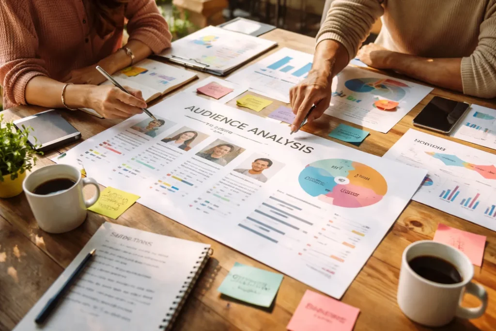 Team analyzing customer data and personas