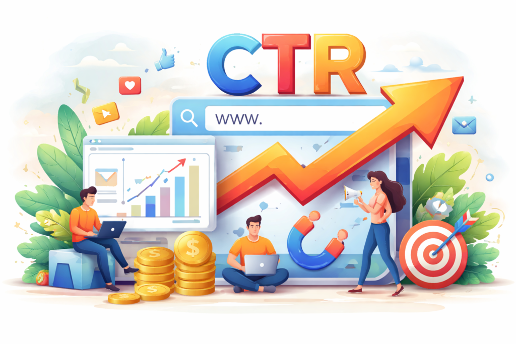 Digital marketing CTR growth and engagement visualization