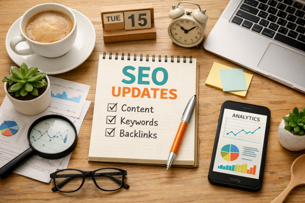 SEO planning with charts and workspace tools