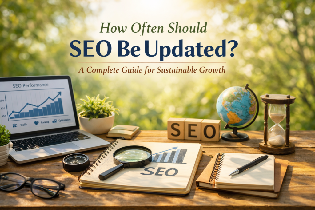 SEO strategy planning with growth visuals