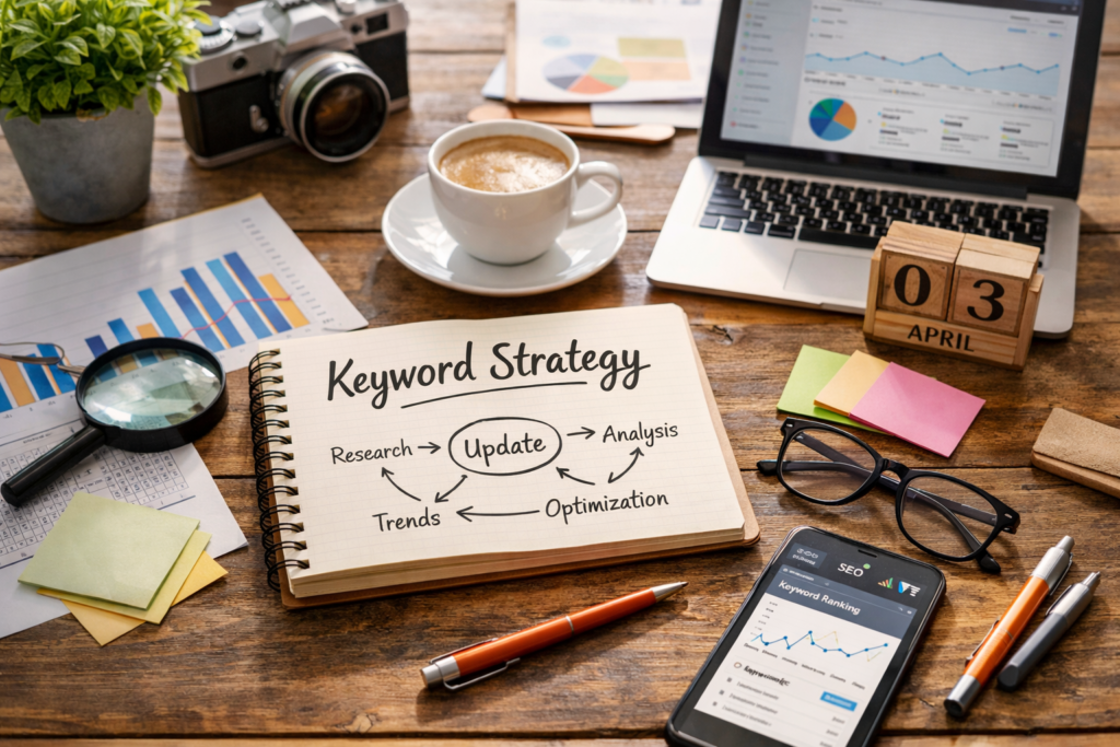 SEO workspace with analytics and notes