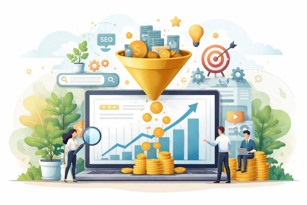 Organic traffic conversions increasing revenue graph