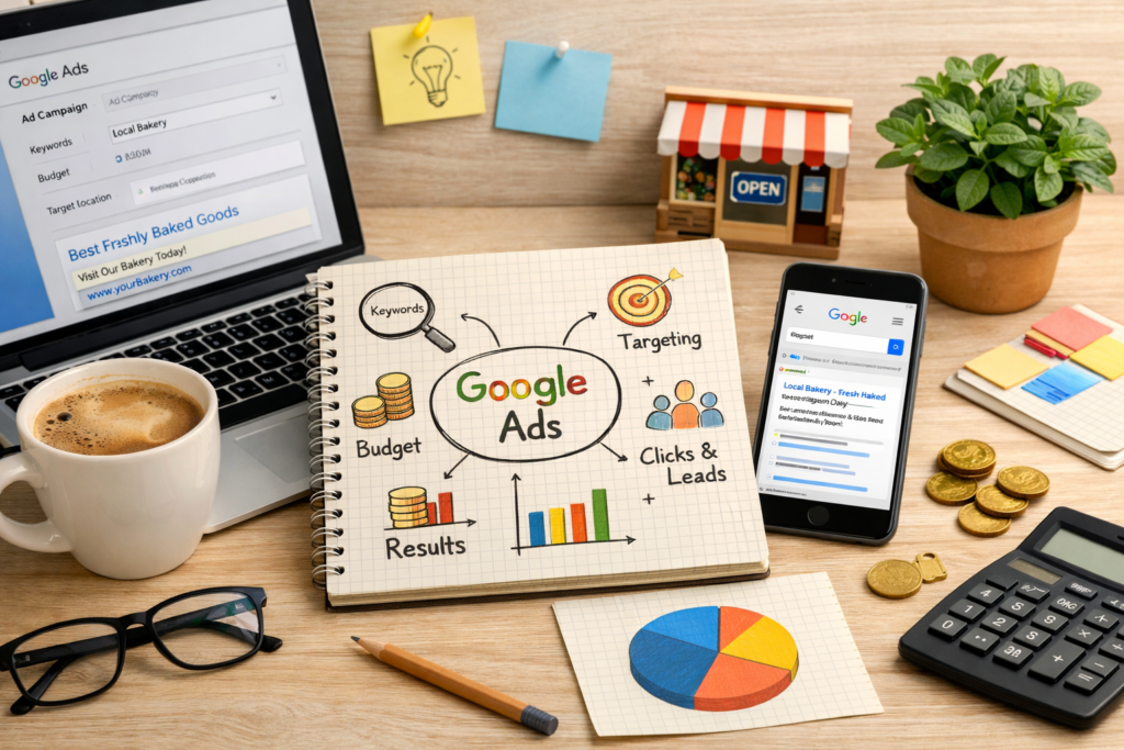 Small business planning online advertising campaign strategy