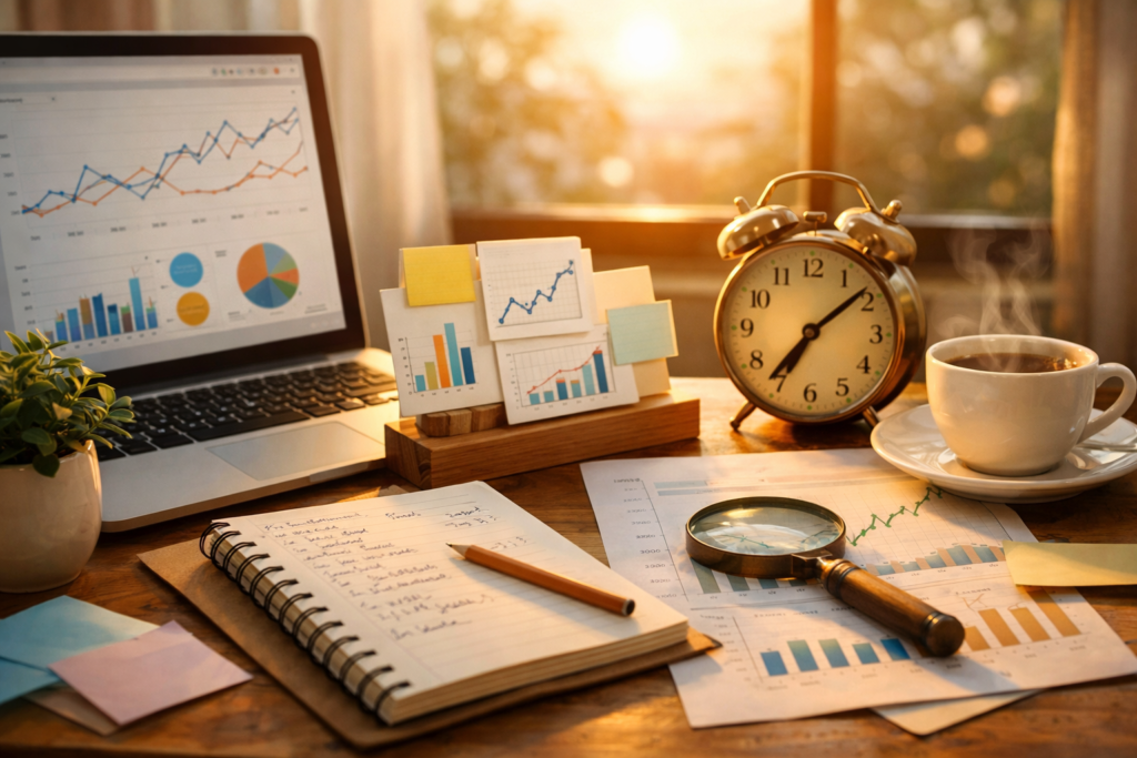 SEO performance analytics review on workspace