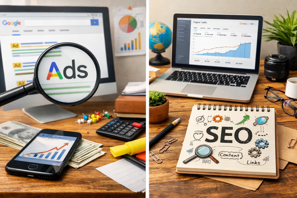 Google Ads and SEO strategy comparison