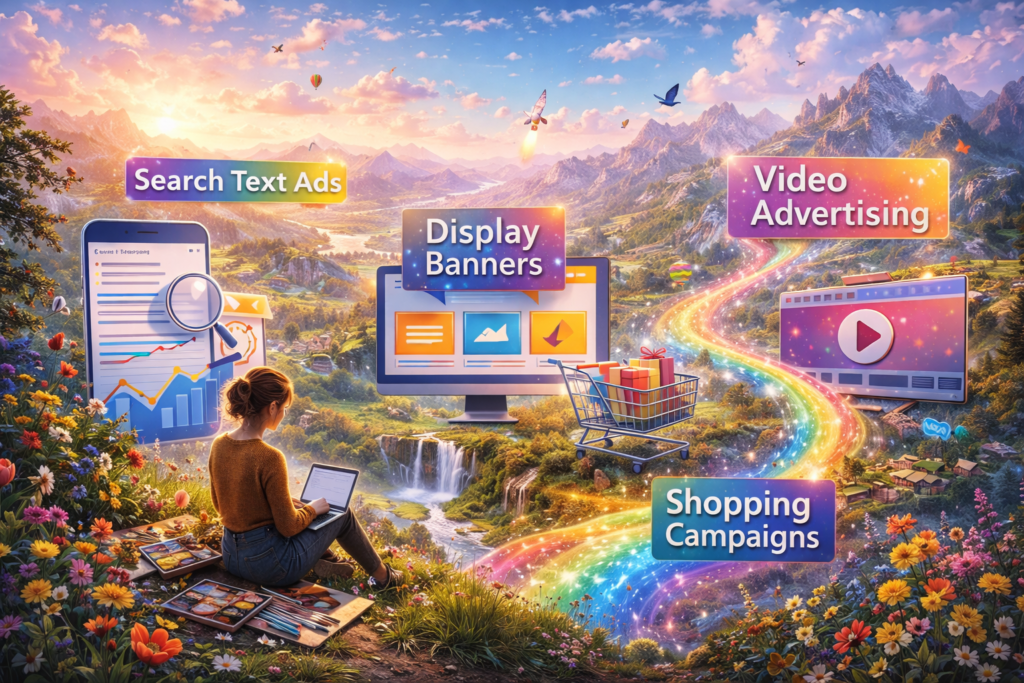 Digital marketing landscape with ad formats
