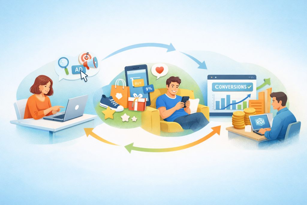 Performance marketing workflow from engagement to ROI