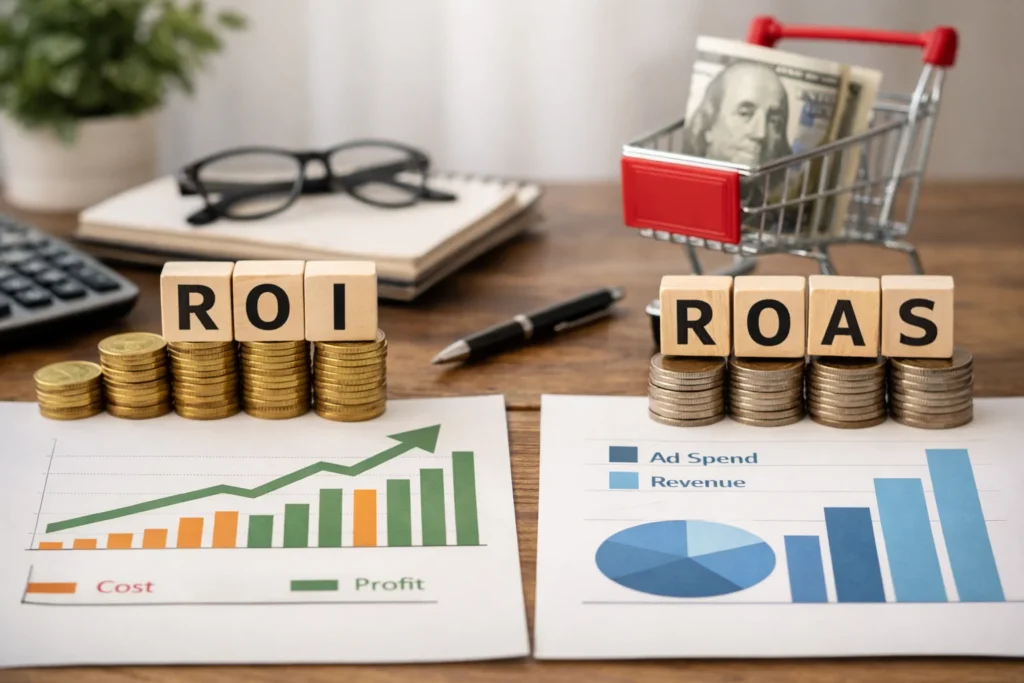 ROI and ROAS comparison with charts
