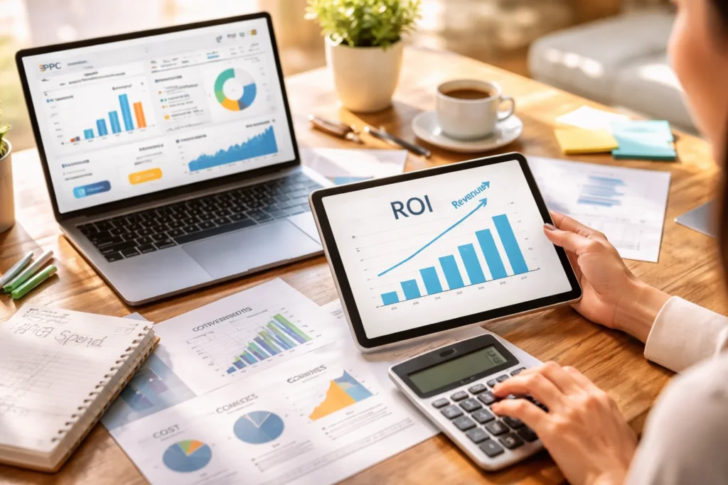 Paid advertising ROI analysis workspace