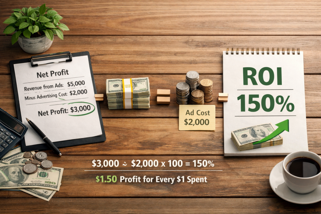 Advertising ROI calculation with profit growth