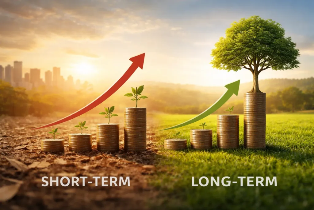 Short-term vs long-term investment growth