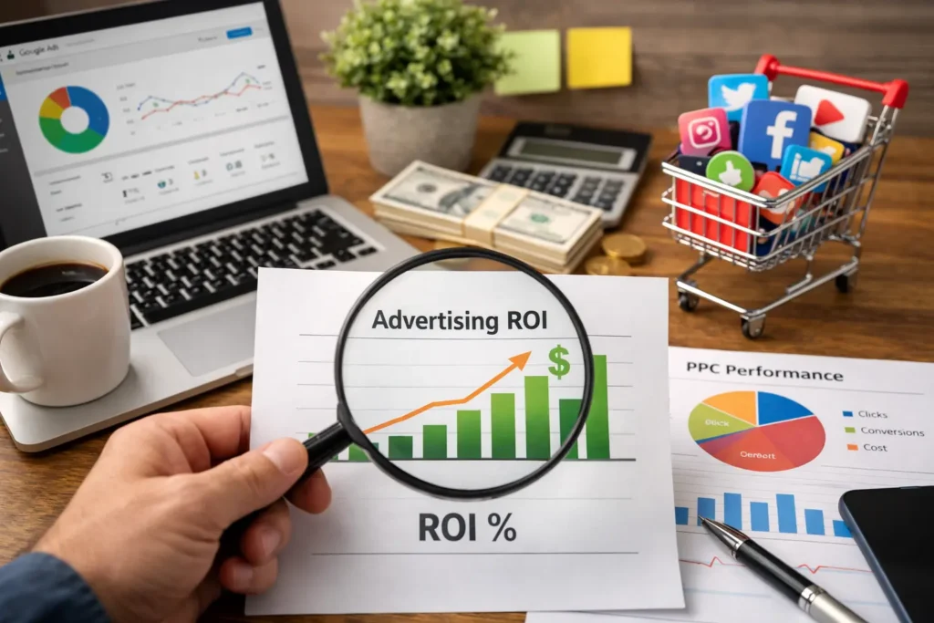 Paid advertising ROI analysis workspace