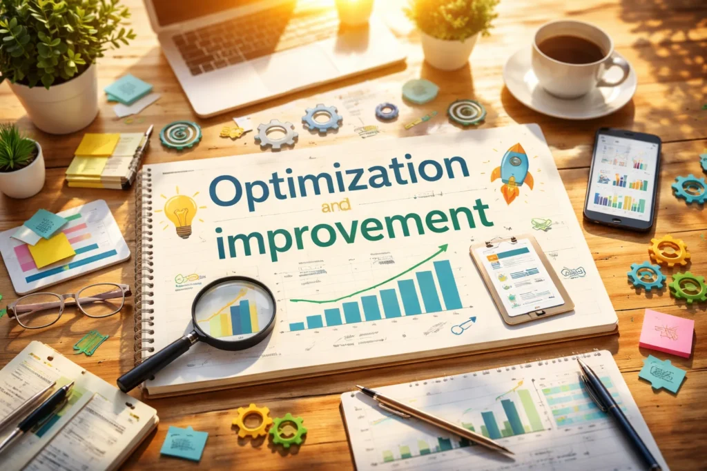Workspace showing optimization charts and improvement growth