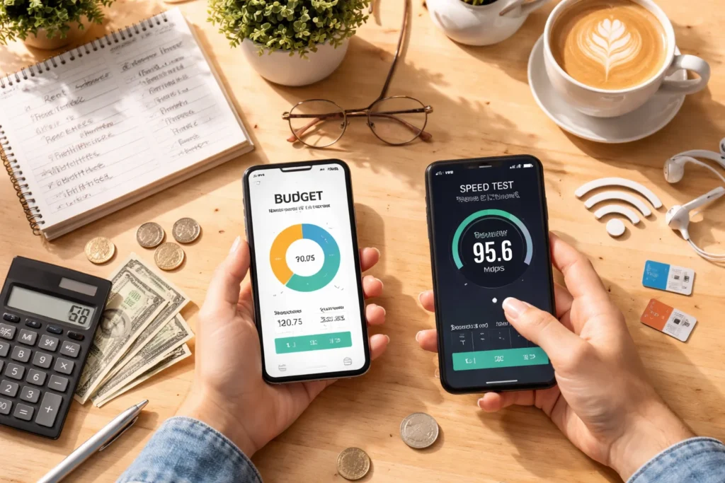 Budget planning and internet speed test
