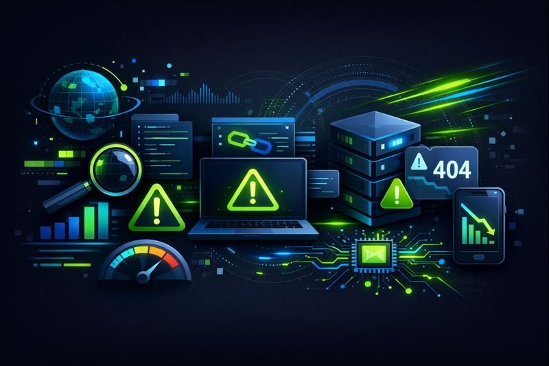 "Checklist of common technical SEO mistakes that negatively impact search engine indexing."