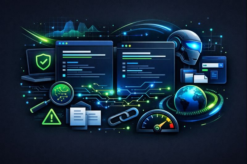 "Technical SEO illustration of duplicate content issues and their impact on site indexing."