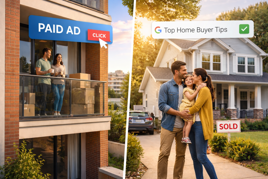 Paid Ads vs SEO traffic comparison visual