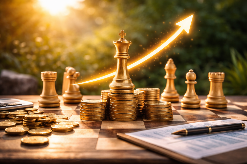 Business strategy illustrating competitive advantage growth