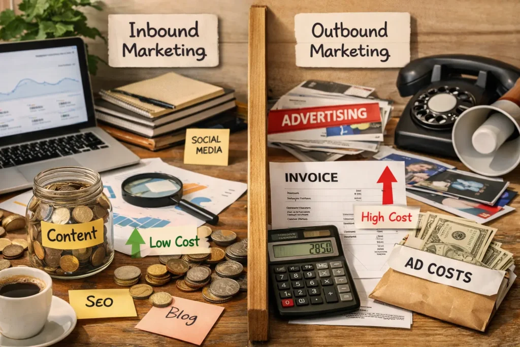 Inbound vs outbound marketing cost comparison