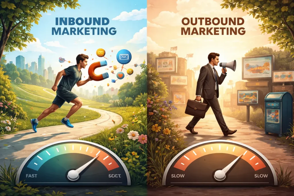 Inbound faster results, outbound slower response