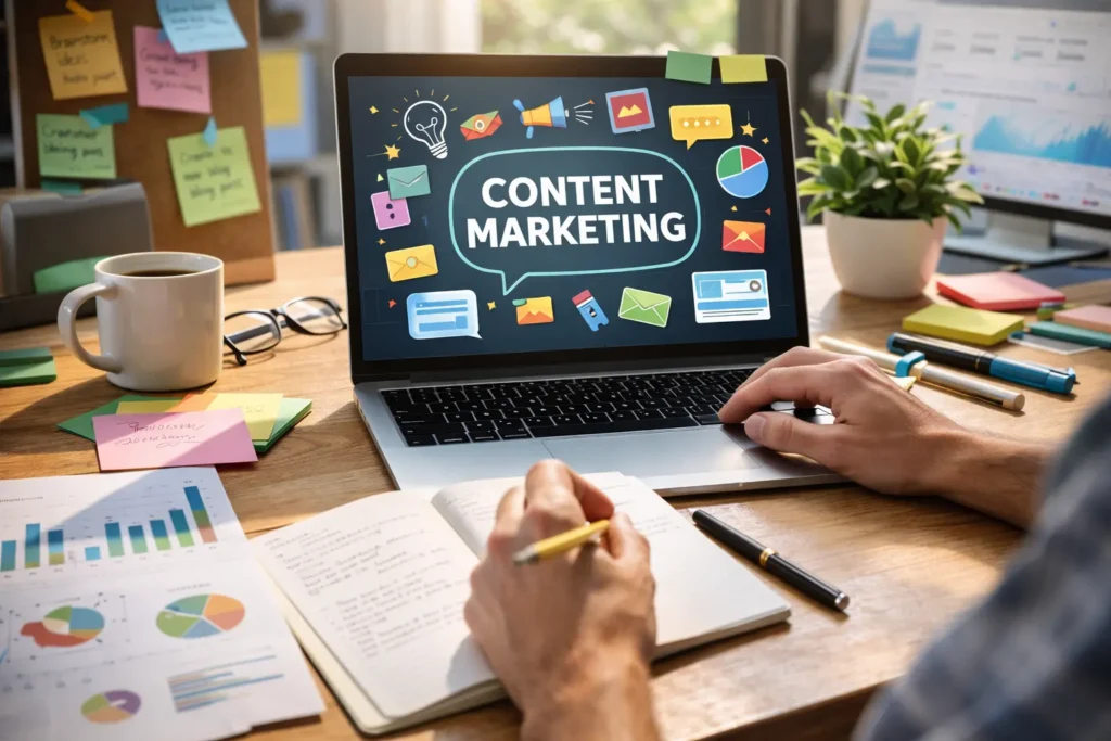 Workspace for content marketing planning tasks