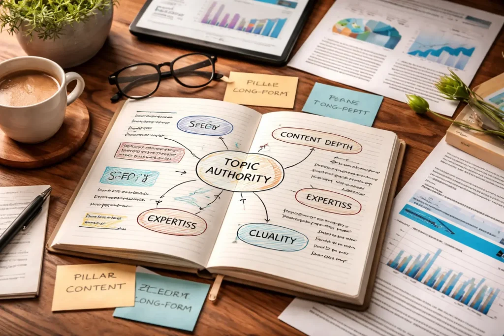 Content strategy planning notebook workspace