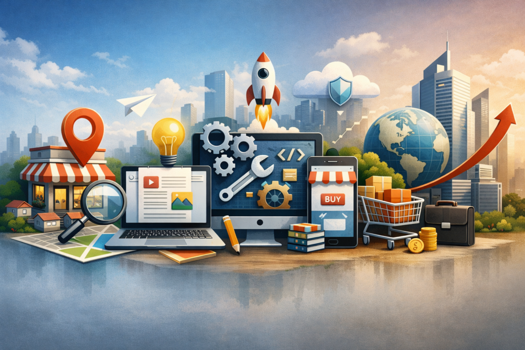 Digital marketing visual representing selection of the right SEO strategy