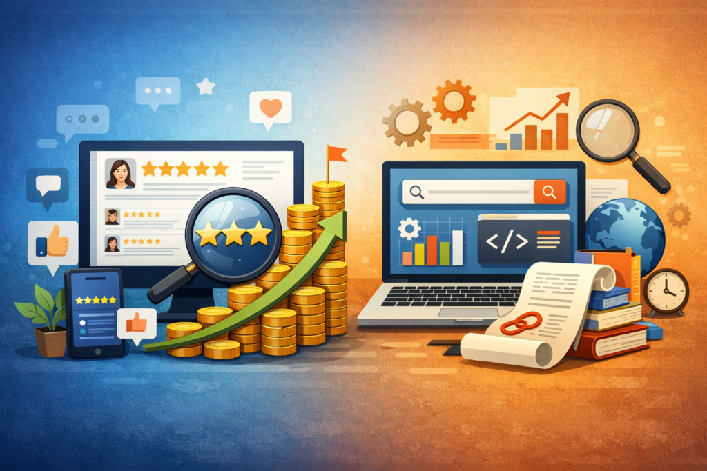 “Reviews versus traditional SEO in local rankings”