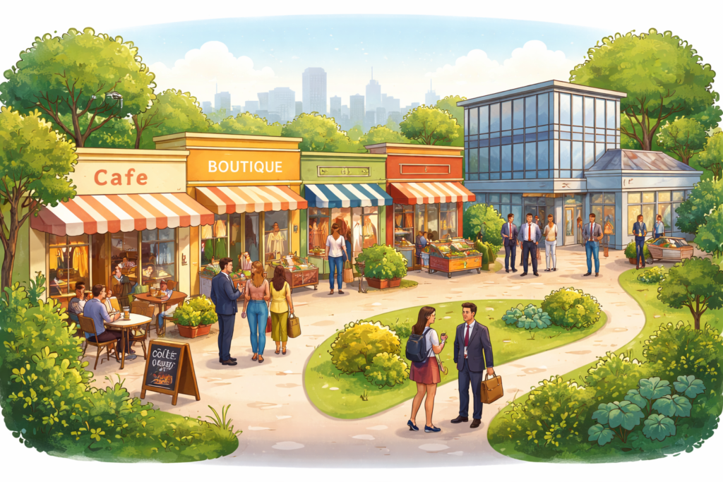 "Illustration showing different business types and how proximity influences their local search visibility."