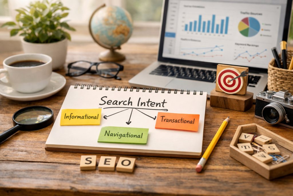 “SEO keyword intent research workspace”