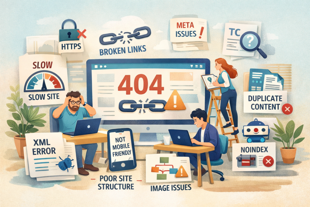 • Technical SEO issues in workspace
