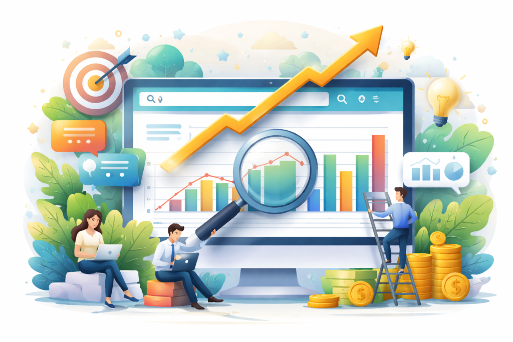 Digital marketing analytics and growth visualization