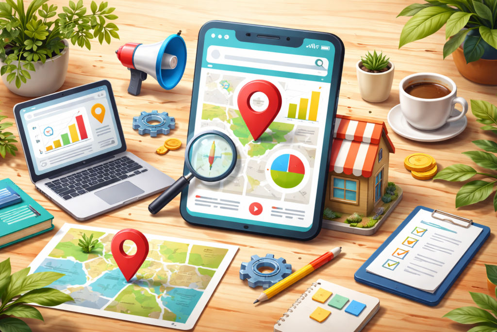Local SEO performance analytics with map